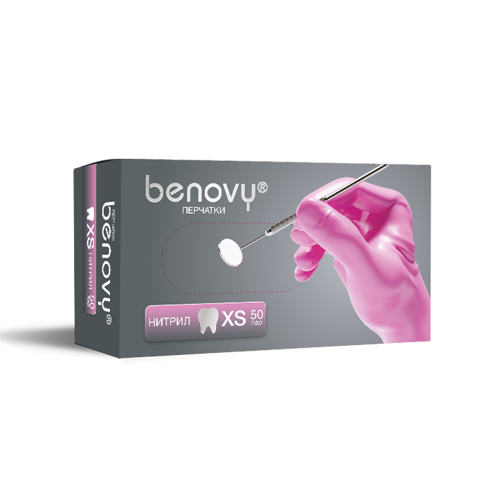 Перчатки BENOVY DENTAL FORMULA НИТРИЛ МУЛЬТИКОЛОР — Розовый, XS