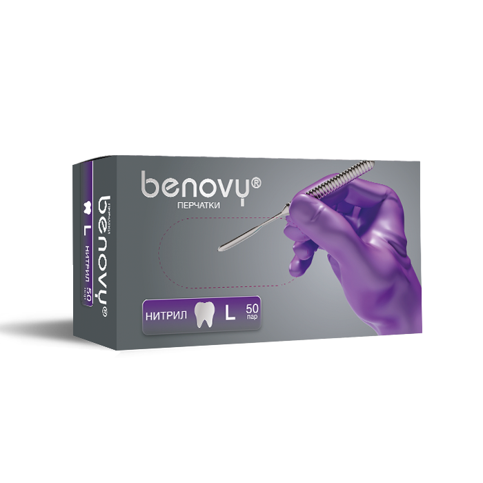 Перчатки BENOVY DENTAL FORMULA НИТРИЛ МУЛЬТИКОЛОР — Сиреневый, L