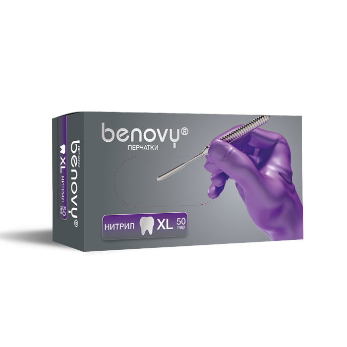 Перчатки BENOVY DENTAL FORMULA НИТРИЛ МУЛЬТИКОЛОР — Сиреневый, XL