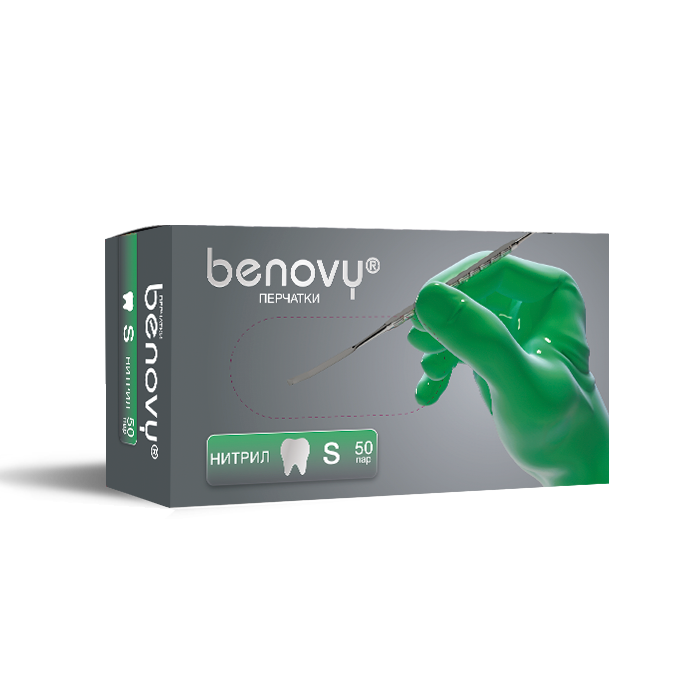 Перчатки BENOVY DENTAL FORMULA НИТРИЛ МУЛЬТИКОЛОР — Зеленый, S