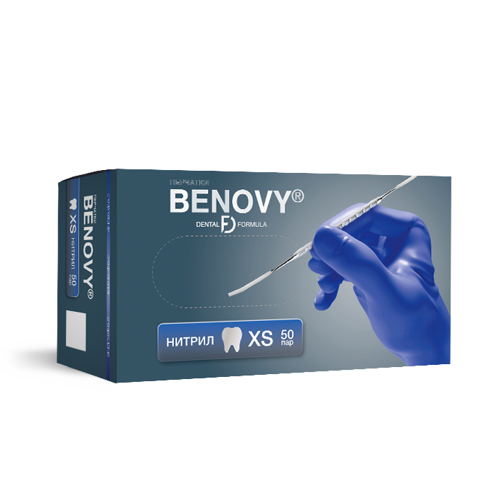 Перчатки BENOVY DENTAL FORMULA НИТРИЛ МУЛЬТИКОЛОР — Сиренево-голубой, XS