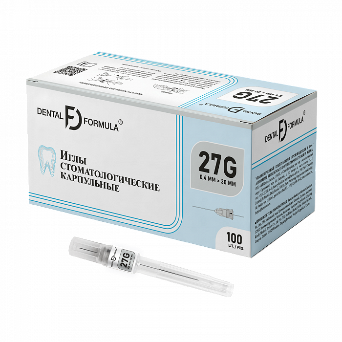 Карпульные иглы DENTAL FORMULA — 27G х 30 мм